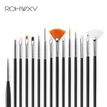ROHWXY Кисти для маникюра, гелевые кисти для дизайна ногтей, 15 шт./компл., кисть для Омбре, градиентные для гель-лака для ногтей, рисование(China)