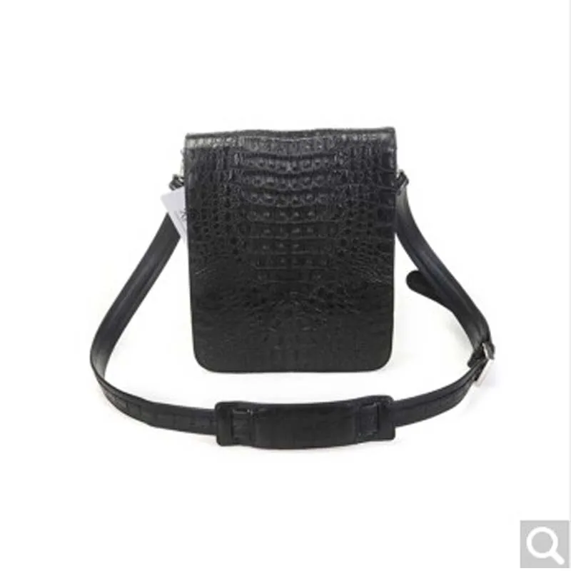 

River Thailand Imported Crocodile leather man handbag crocodile back skin head skin Pike alligator deep brown