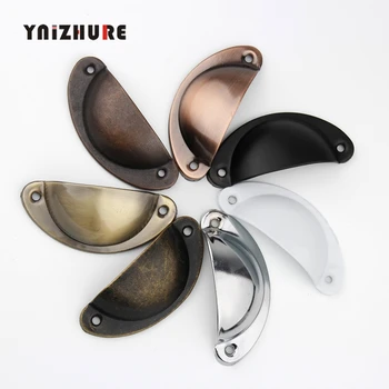 

2PCS Retro Metal Kitchen Drawer Cabinet Door Handle And Furniture Knobs Handware Cupboard Antique Brass Shell Pull Handles