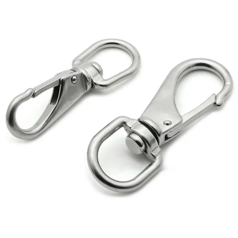 

2pcs M6 Multi-purpose Silver Swivel Eye Spring Snap Hook Quick hook Chain Fastener Hook Carabiner Stainless Steel Hiking Camping