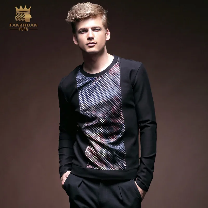 

Free Shipping New Male fashion man's casual shirt 2016 new spring European fashion young long sleeve T-shirt slim 14562 On Sale