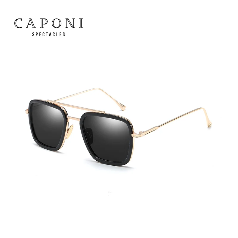 CAPONI, модные солнцезащитные очки с изображением Железного человека, Тони Старка, квадратные, фирменный дизайн, оттенки для мужчин, паровые, в стиле панк, стильные трендовые очки для женщин, CP66218 - Цвет линз: C2