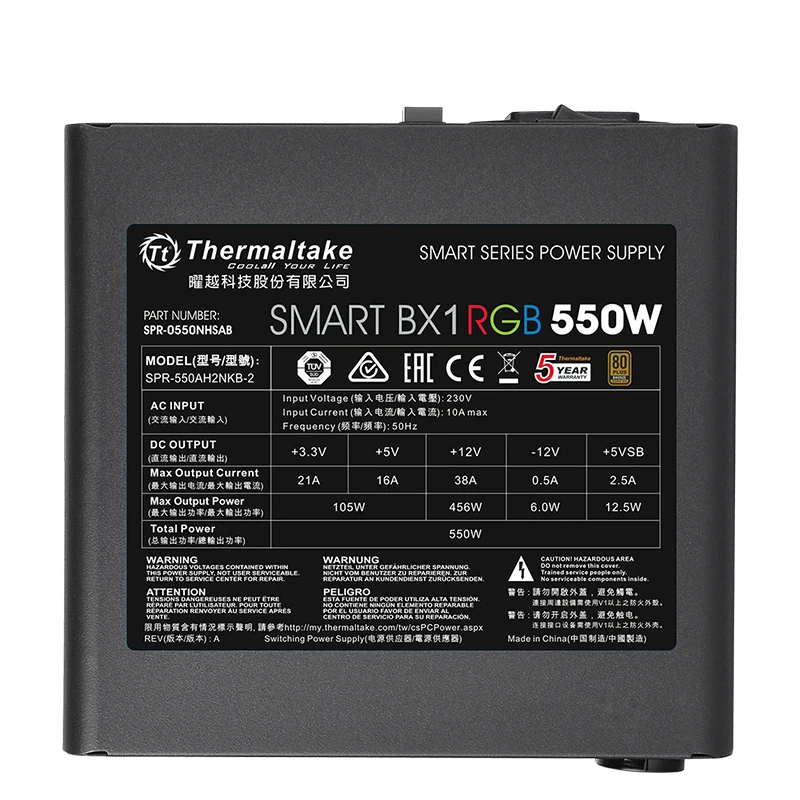 T/t (термалтейк) Номинальная 550 Вт смарт BX1 RGB 550W источника питания (80 плюс