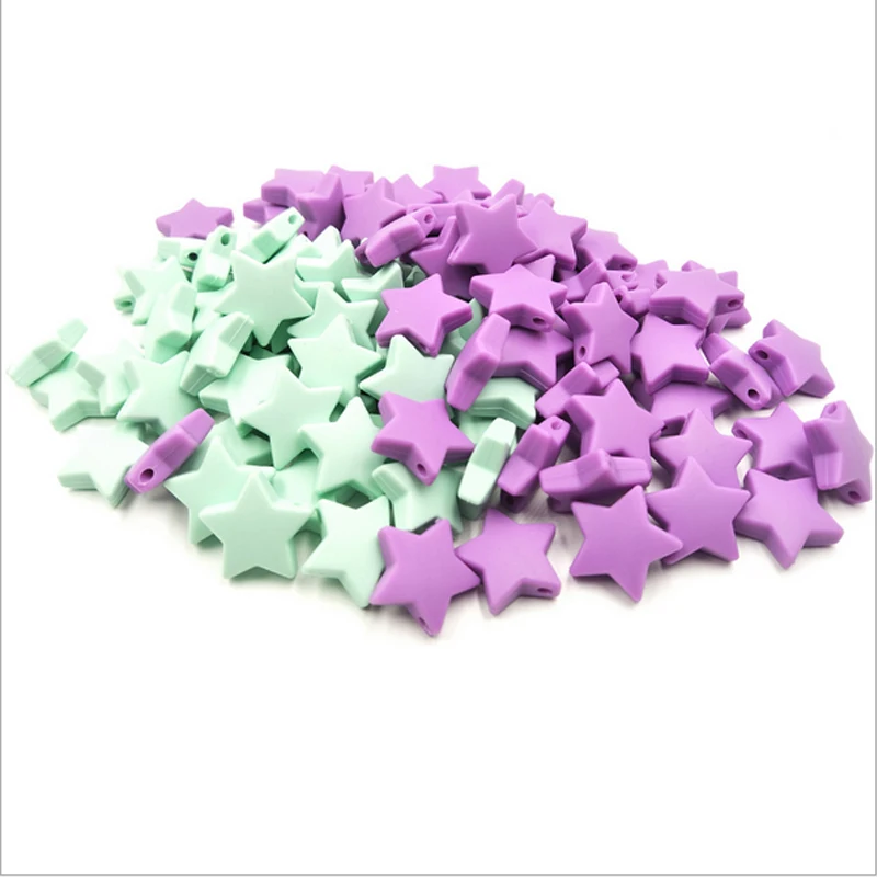 

5pcs/pack Silicone Pentagram Beads Baby Teething Loose Beads Teether Food Grade Teether Beads
