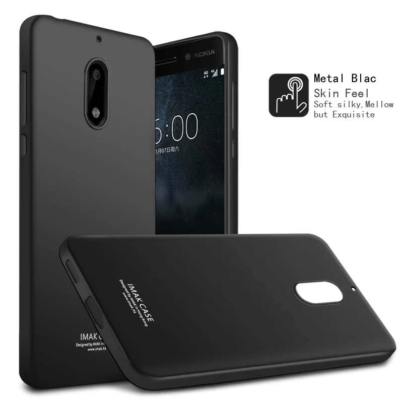 IMAK for Nokia6 TPU Cases Soft Mobile Case with Tempered Glass Screen Film Nokia 6 - Metal Black |