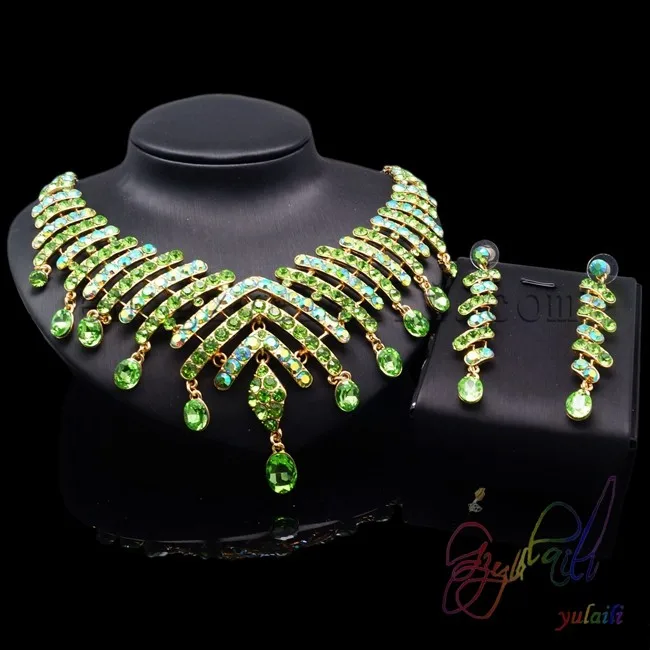 high end costume jewellery set Beautiful crystal jewelry sets popular