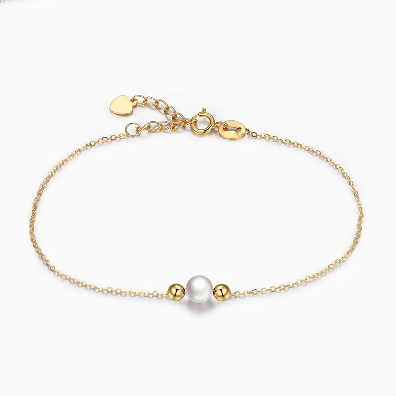 

Authentic 18k Yellow Gold O Link Bracelet Pearl Bracelet Adjustable Length