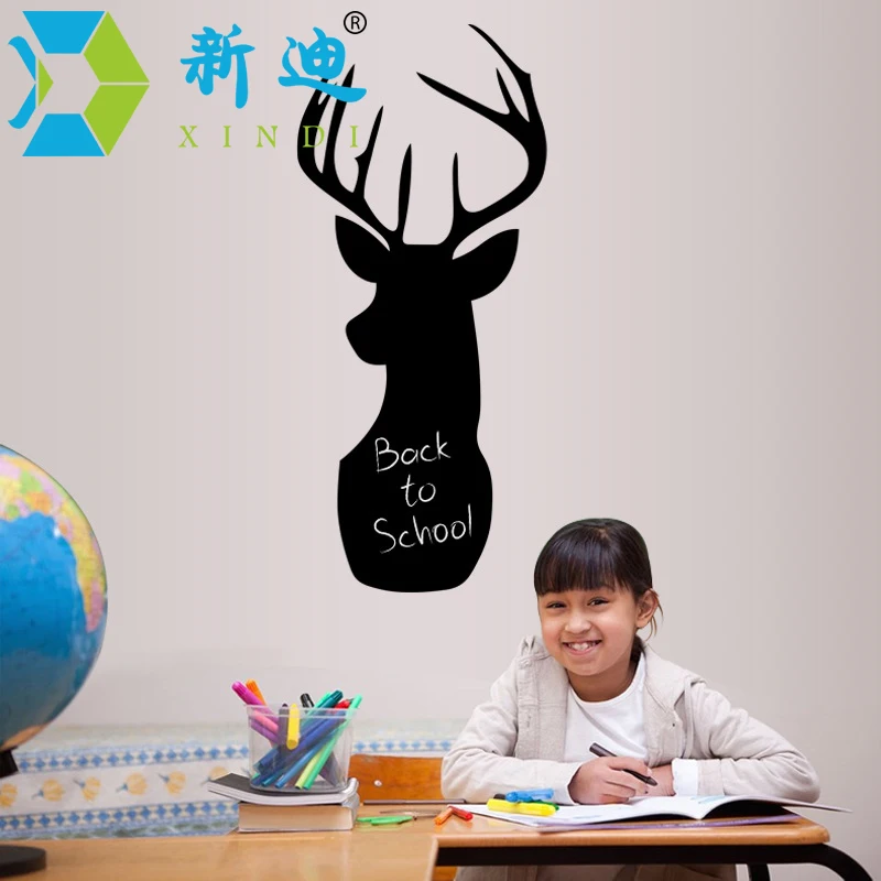 New Pizarras Black board Sticker Cartoon Deer Living Room Stickers Decorative Left Black Decals ChalkBoard 25*58cm