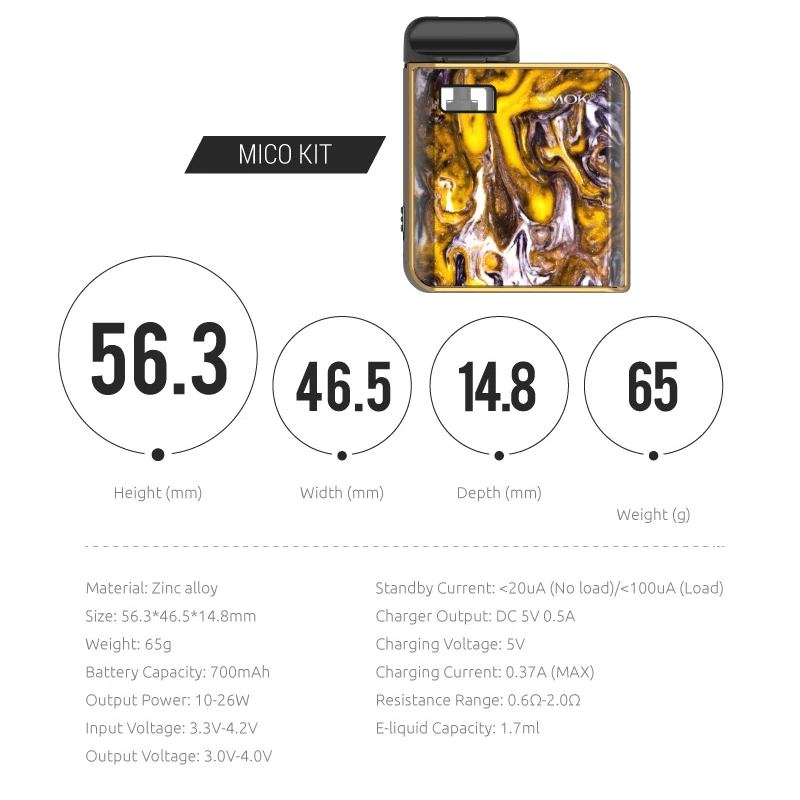Электронная сигарета SMOK Mico pod vape kit 700 мАч батарея mod & MTL vaping 1 7 мл system kit|Системы