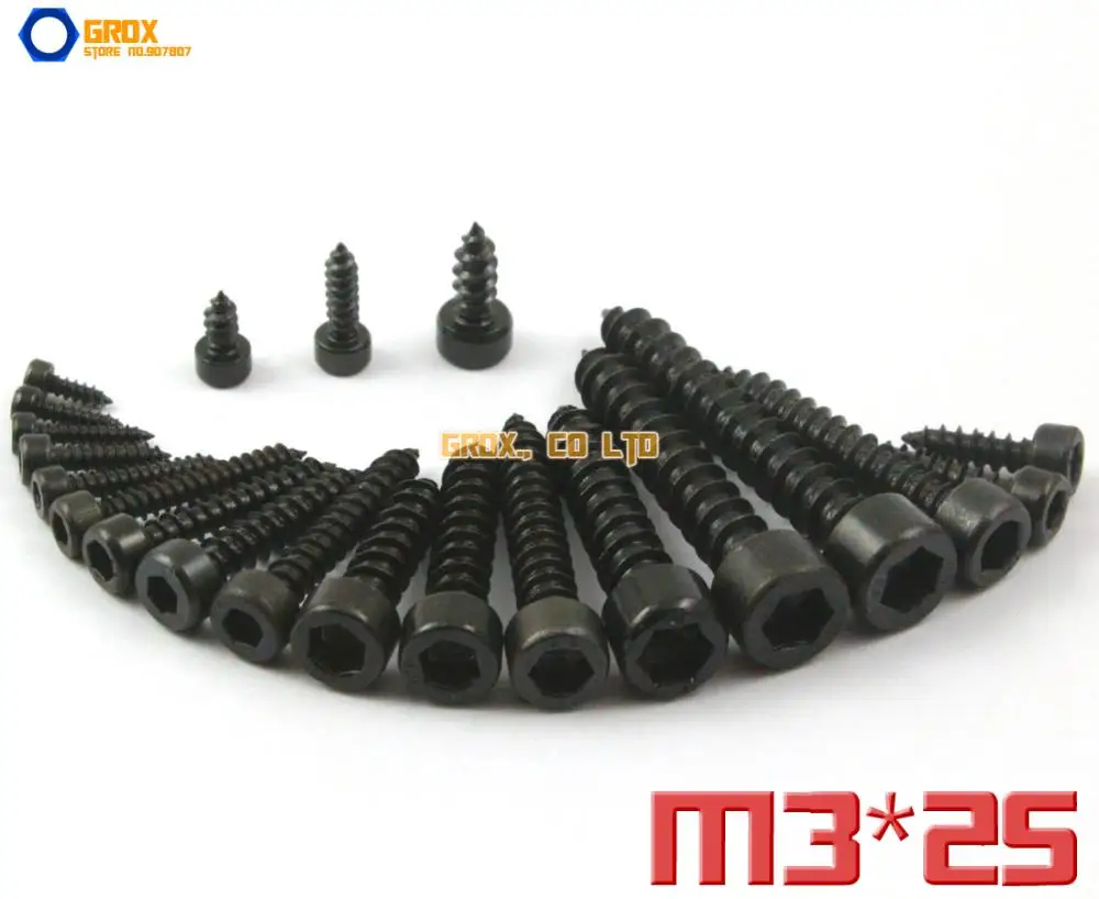 100 Pieces M3 x 25mm 8.8 Grade Alloy Steel Hexagon Socket Cap Head Self Tapping Screw Model | Обустройство дома