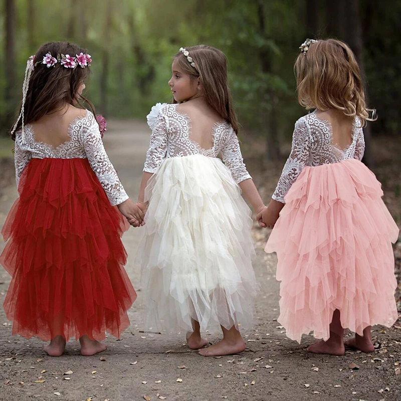 niños vestidos para niña 2019 Niñas Ropa espalda encaje princesa niños vestido tutú cumpleaños vestido Niñas Ropa|Vestidos| - AliExpress