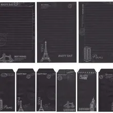 48 шт(18 черных конвертов и 30 бумажных подушечек) европейские архитектурные подарочные бумажные конверты