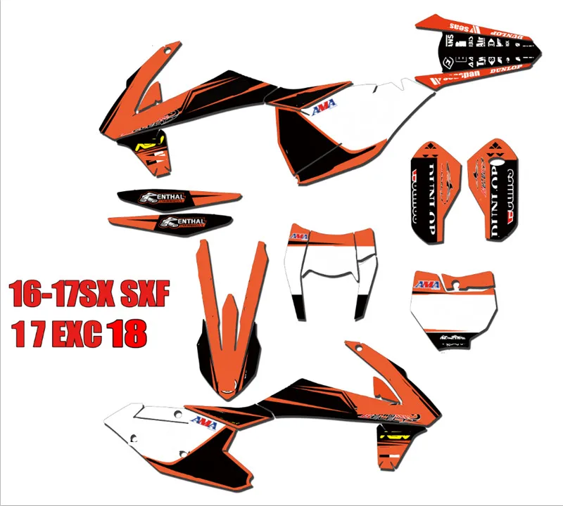

EXC EXCF XCW 2017 2018 Racing Graphics Fairing Stickers Decal Customized For KTM 125 250 300 350 450 SX SXF XC XCF 2016 2017