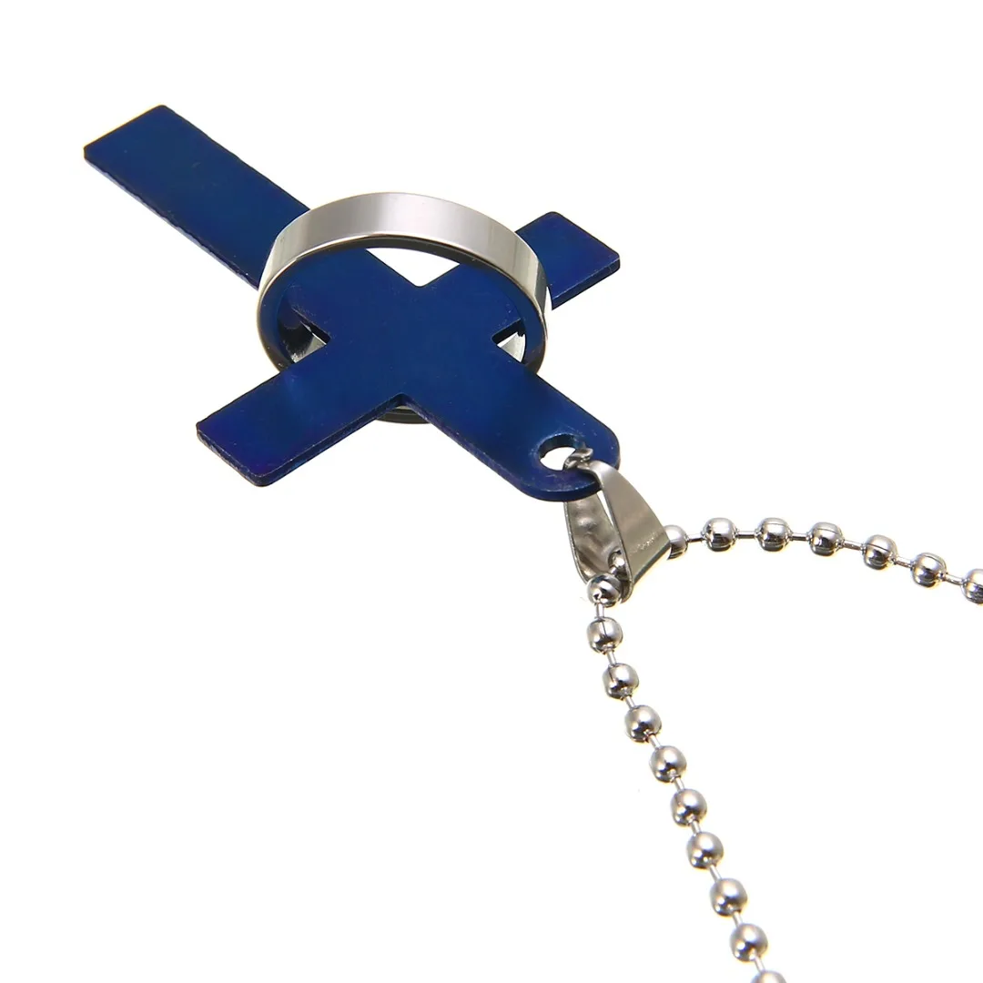 Vintage Prayer Loop Cross Pendant Necklace Shellhard Punk Stainless Steel Men Chain Necklace Femme Bijoux For Women Jewelry