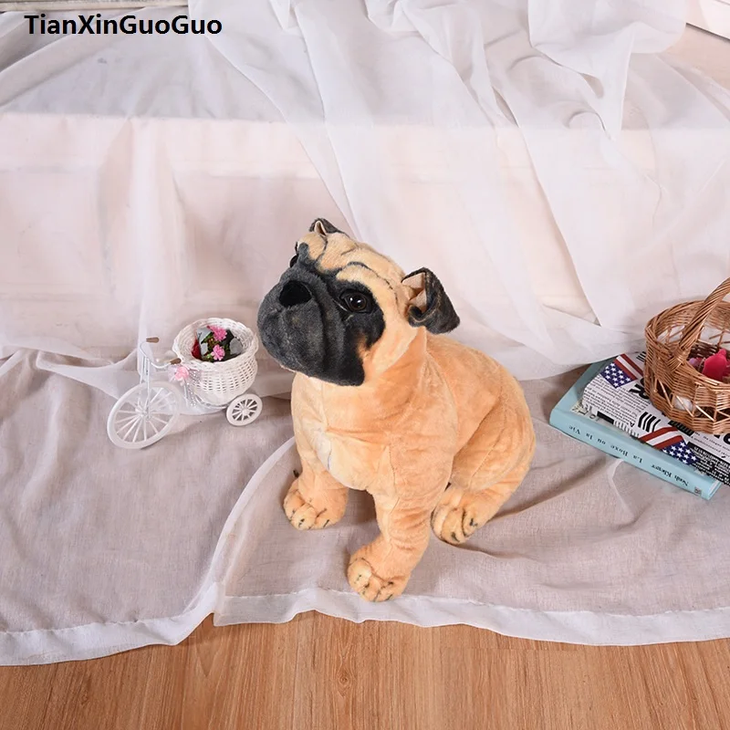 simulation pekingese dog plush toy large 43cm squatting pug soft doll