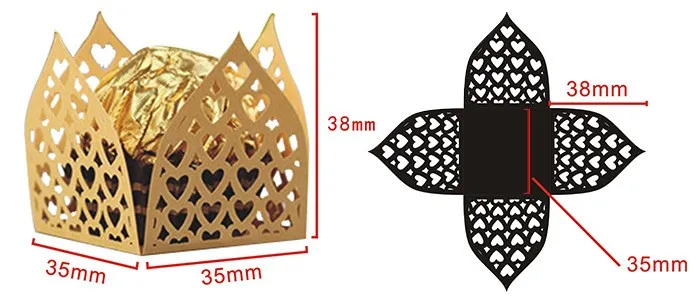 60X корона мини лазерная резка бумажные обертки для шоколада для украшения для свадебного стола, Дети День рождения пустыня конфеты подарочные коробки обертки