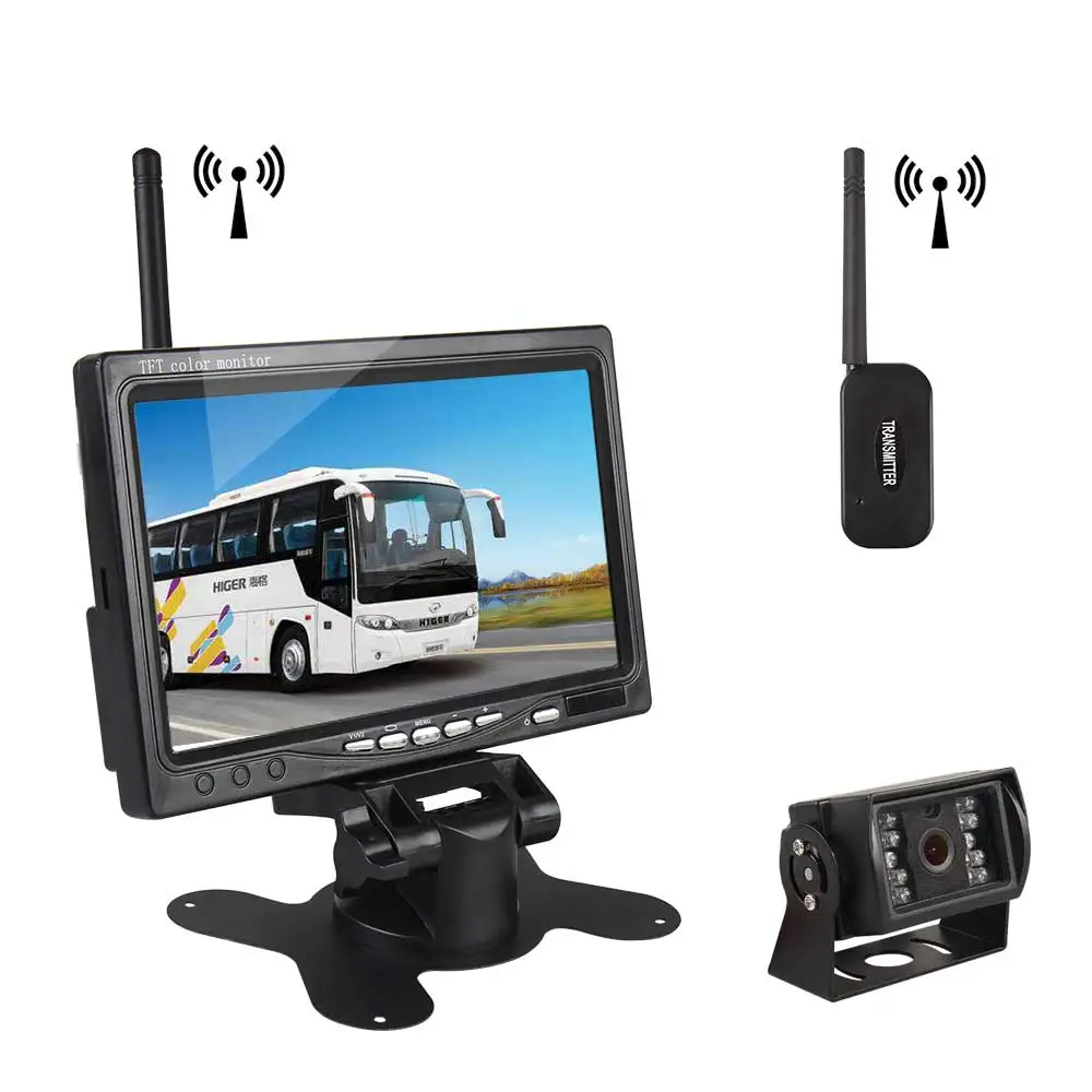 

7" Wired Wireless Car Monitor TFT LCD Car Rear View monitor Parking Rearview System for Backup Camera support DVD Fit bus
