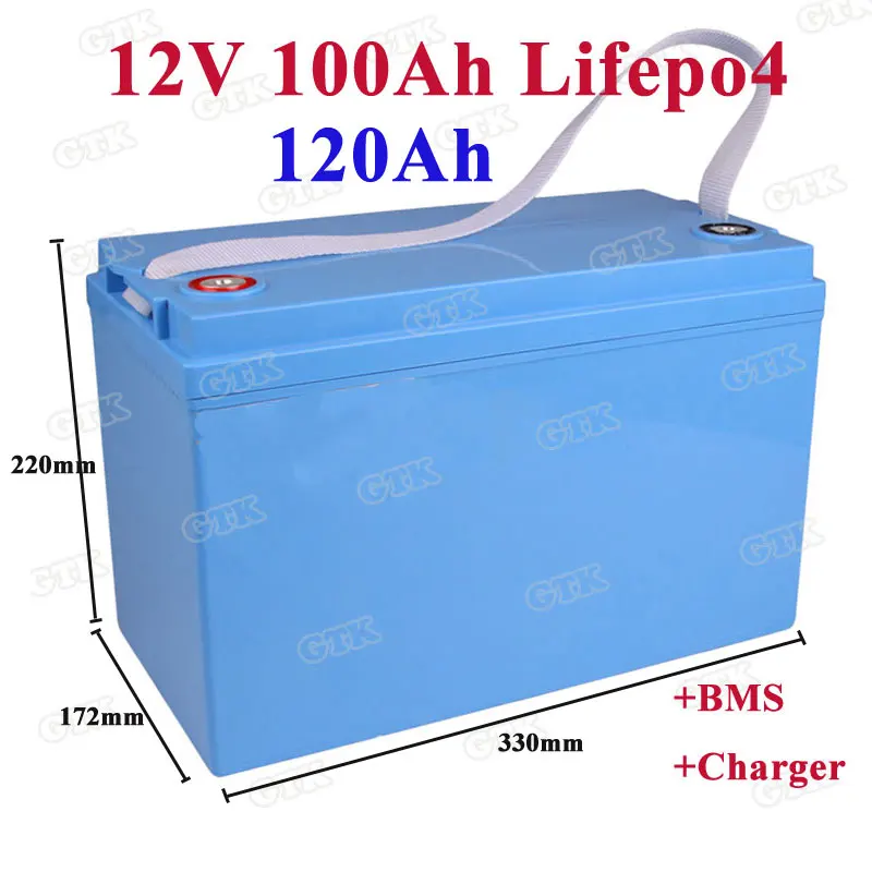 Перезаряжаемая lifepo4 12v 100ah 120ah литиевая батарея с BMS для электрического трицикла мощность лодка инверторная батарея+ 10А зарядное устройство