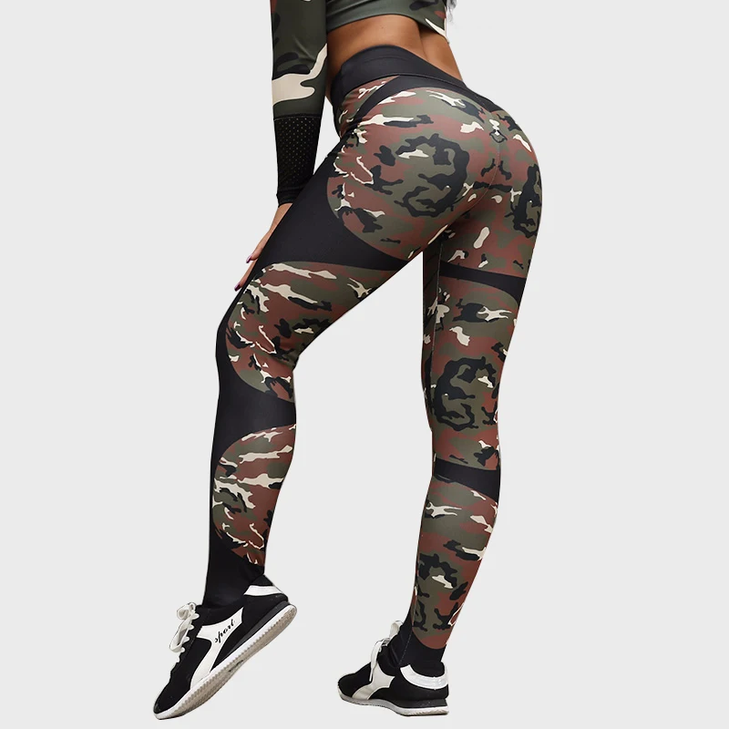 

SALSPOR Camouflage Print Sport Women Fitness Leggings Running Elasticity Slim Athletic Trouser High Waist Push Up Yoga Pants