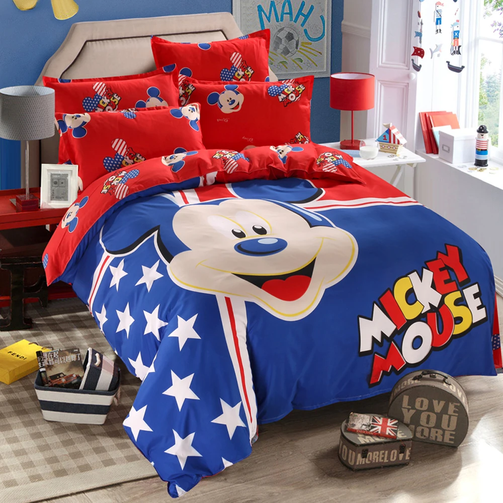 Набор пододеяльников для пуховых одеял с Микки Маусом Дисней синего цвета, 3 или 4 шт., набор постельного белья для детей, декор для спальни, постельное белье