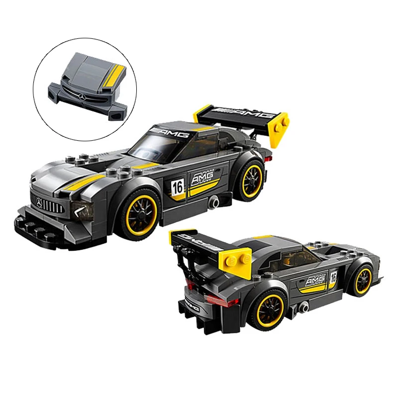 

City Series Speed Champions Mercedes-AMG GT3 Race Sport Car Rubber Tires Racing Driver Building Blocks Compatible Car Sets