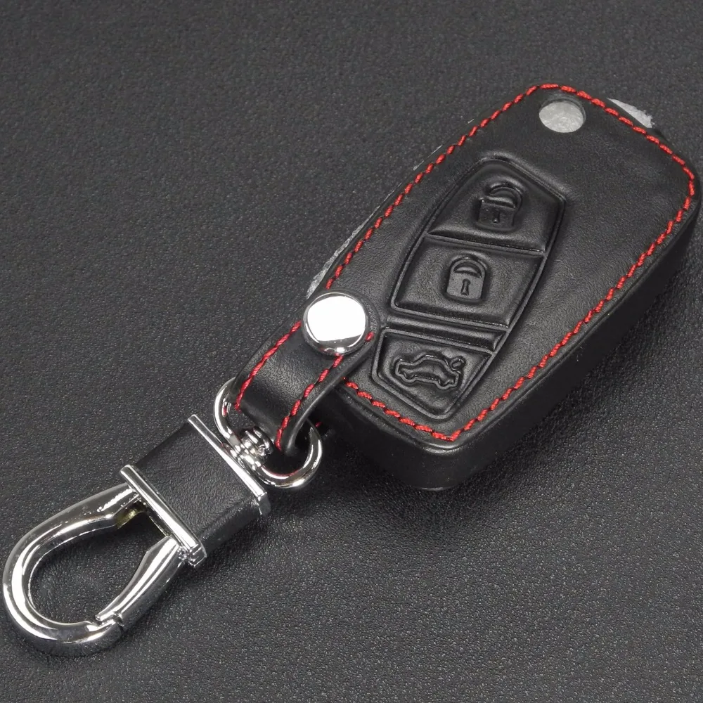 Дистанционный кожаный чехол для выкидного ключа чехол Fob для FIAT Panda Stilo Punto Doblo Grande Bravo 500 Ducato микроавтобуса 3 кнопки