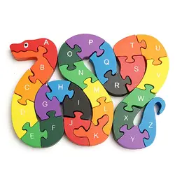 Детские деревянные игрушки Алфавит числа строительные головоломки форма змеи забавные цифровые Puzlzle Игры развивающие игрушки для детей