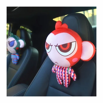 

2pcs Car Seat Neck Pillow Cute Cartoon 3D Monkey Cotton Soft Throw Pillow Decorative Sofa Headrest Christmas Gifts 11 colors