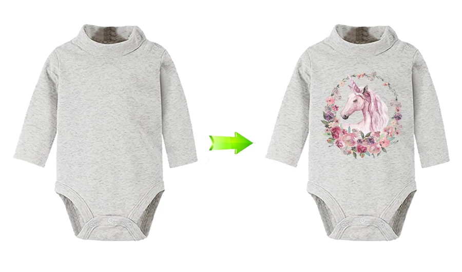 3-Floral Unicorn Patch Iron-On Garment A-Level Washable 2018 New T-Shirt Diy Decoration Parches Ropa Applique On Clothes 22x23Cm