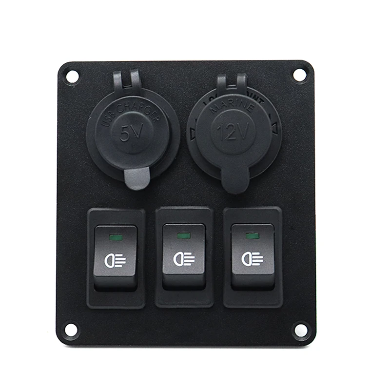 

3PCS Rocker Switch with LED Light for Panel Cigarette Lighter Socket Kit