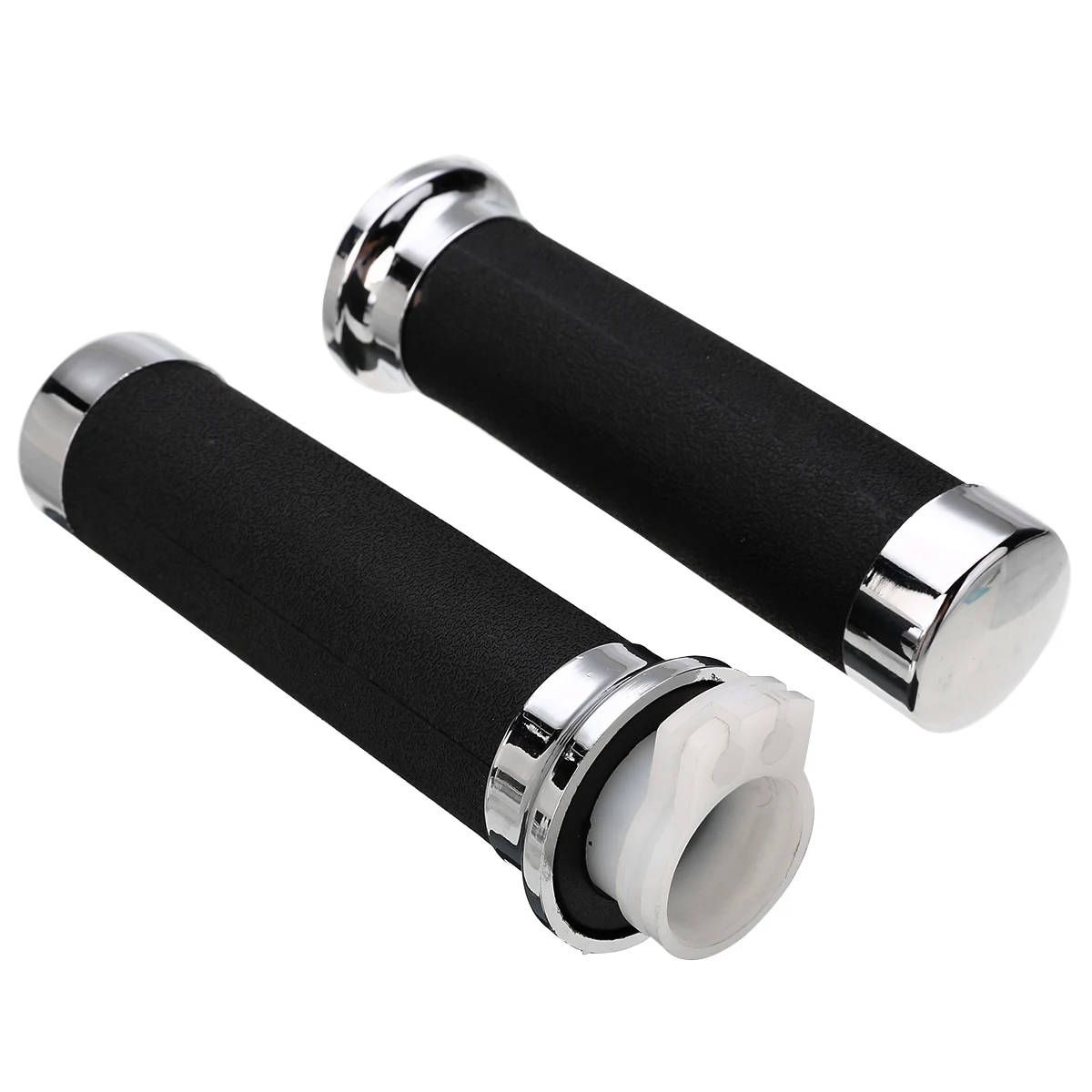 Mayitr 1 Pair 25mm Motorcycle Handlebar Hand Grips Black And Sliver Rubber Plastic Handle Bar For Honda For Yamaha