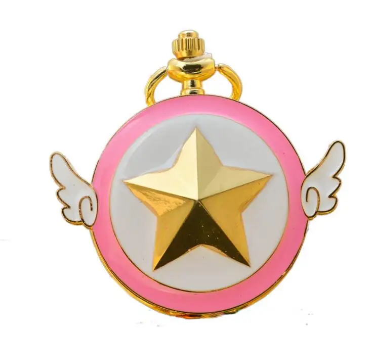 

Sailor Moon Card Captor Sakura toy version stars Pocket Watch Pendant Necklace Fob quartz For Girl Cosplay Anime Series Jewelry