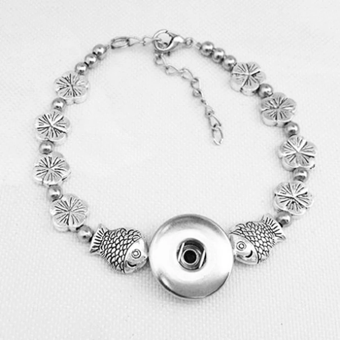 

BR777 fish Retro bangle 18mm metal snap button bracelet