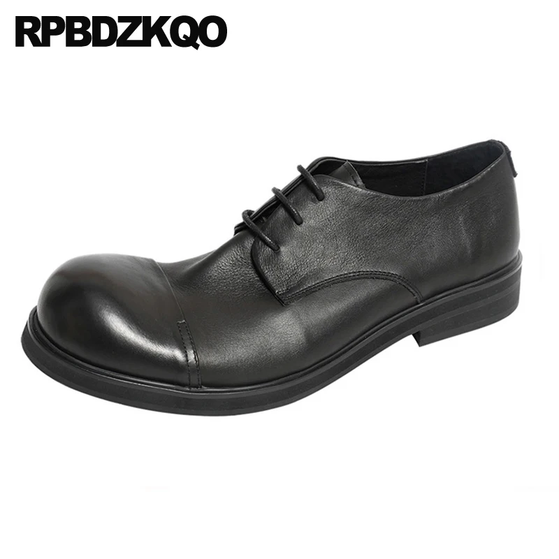 

italian oxfords lace up casual party british style runway european round toe luxury black men shoes italy brand genuine leather