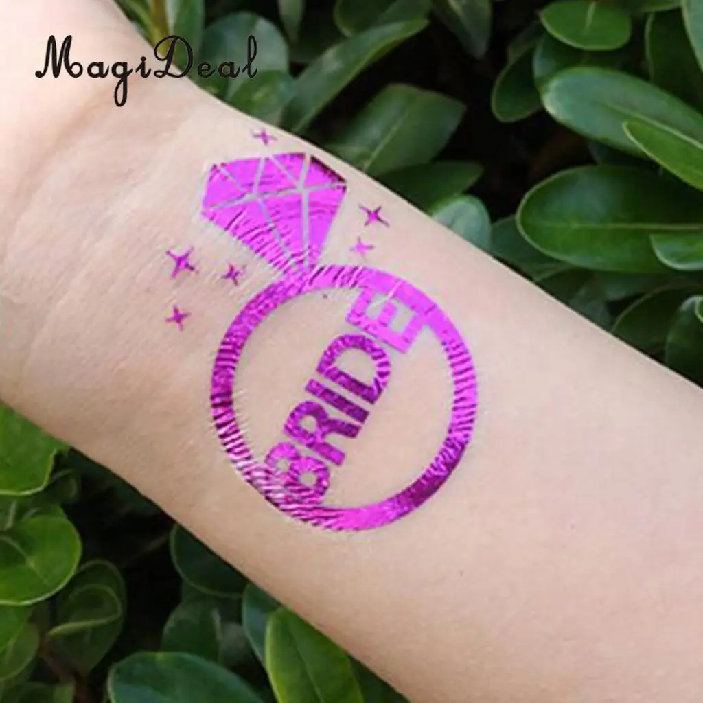 MagiDeal 10Pcs/Lot Purple Team Bride Tribe Temporary Tattoos Wedding Sticker Hens Night Party Decoration Hands Sticker