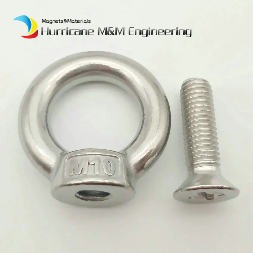 CCTVMTST 5Pcs 304 Stainless Steel M10 Lifting Ring Eye Bolt Nuts