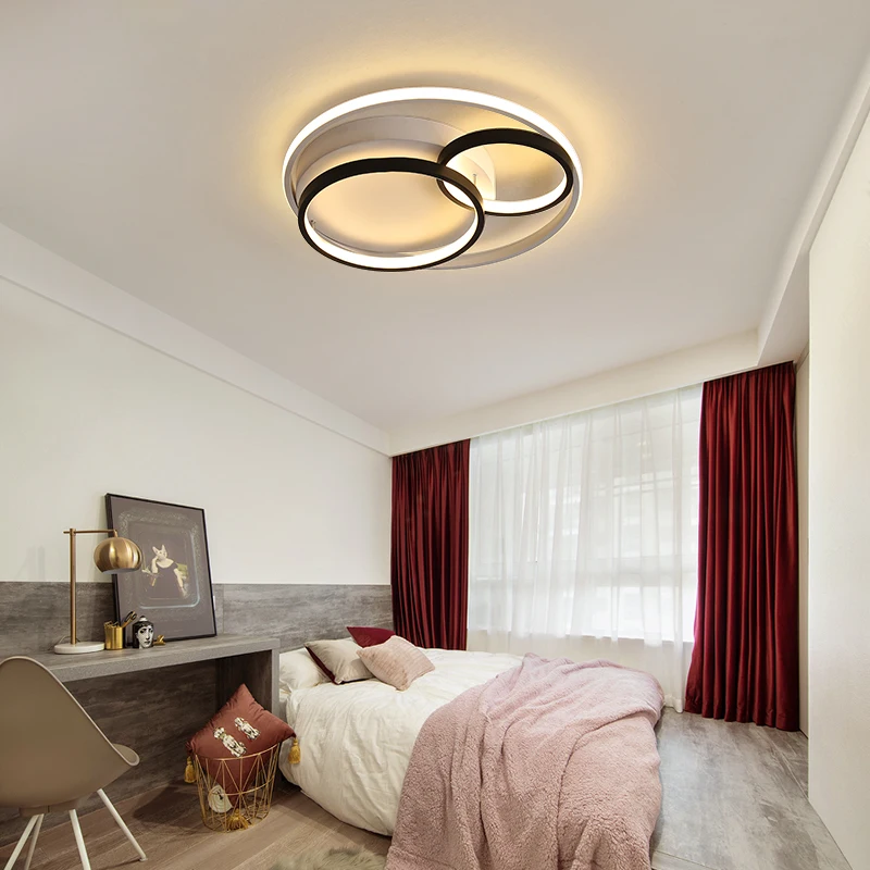 

Modern led chandeliers round white black lights for bedroom Aluminum living room kitchen AC85-265V decorative chandelier lamp