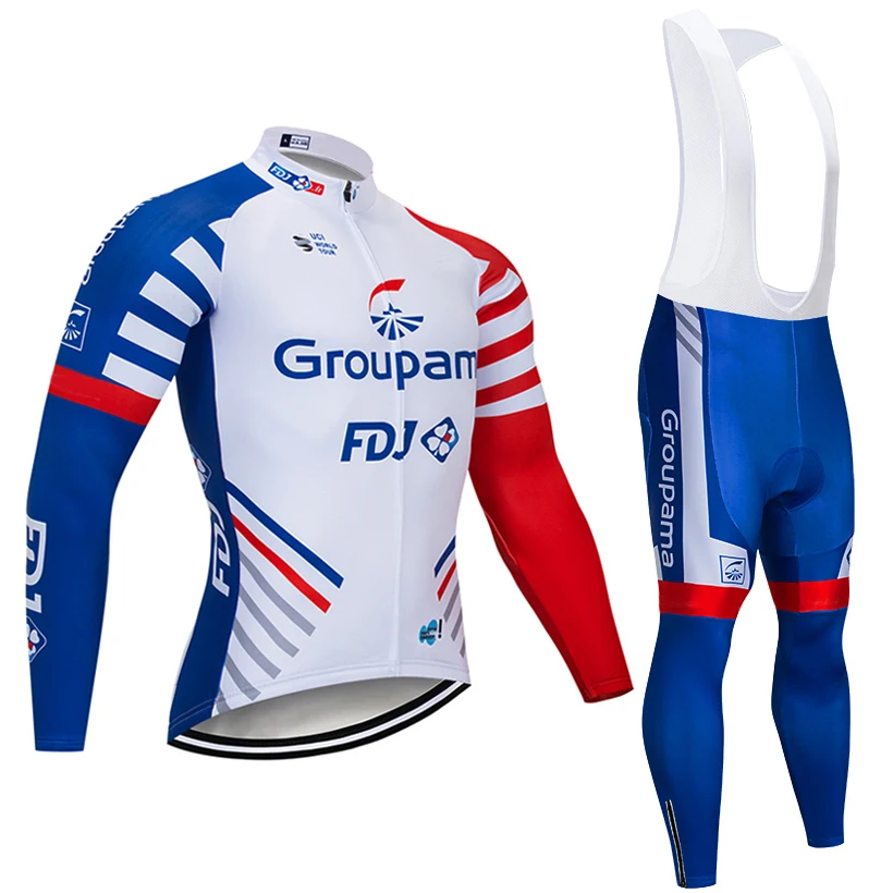 

Winter 2018 GROUPFDJ TEAM Cycling TOPS bike pants suit Ropa Ciclismo mens windproof Thermal fleece Bike Maillot Culotte Clothing