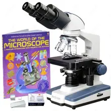 AmScope поставки 40X-2000X светодиодный лабораторный бинокулярный составной Микроскоп w 3-D двухслойный механический сценический B120B-BK-BS
