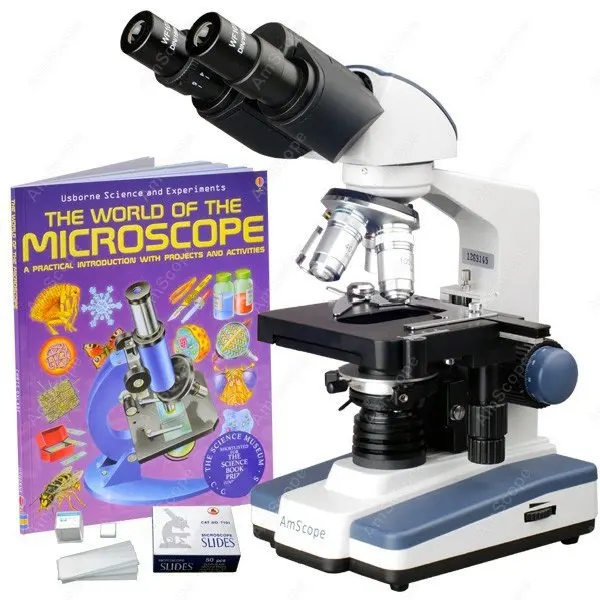 AmScope Supply 40X 2000X светодиодный лабораторный бинокулярный композитный МИКРОСКОП w 3 D