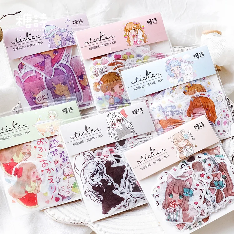 

40pcs/pcak October girl series Decorative Washi Stickers Scrapbooking Stick Label Diary Stationery Album Stickers