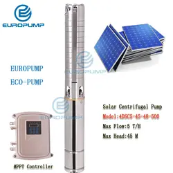 EUROPUMP модель (4DSC5-45-48-500) Солнечный водяной насос MPPT контроллер из нержавеющей стали крыльчатка 48 В в 500 Вт 5 т/ч поток 45 м напорный водяной насос