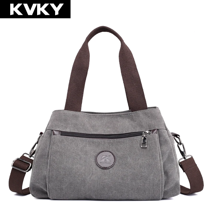 

KVKY Brand Canvas Women Handbags Hobos Female Shoulder Bag For Women Crossbody Bag Vintage Multi-pocket Lady Casual Totes Bolsas