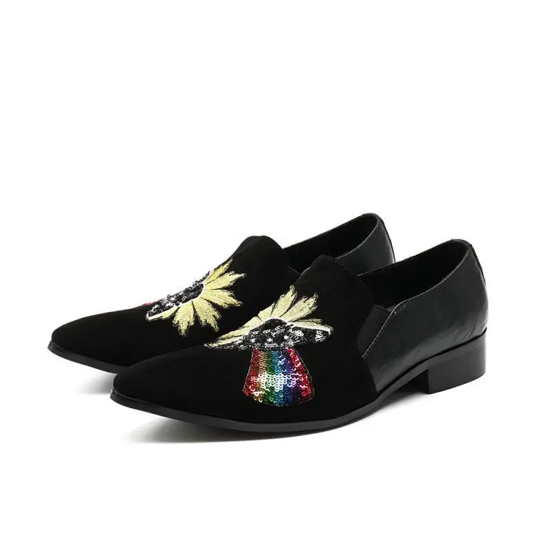 

Men Black Fashion Pointed Toe Low Heels Formal Shoes Wedding Party Dress Comfortable Shoes