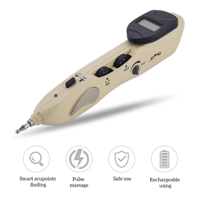 

3 in 1 Rechargeable Body Meridian Massager Electronic Therapy Acupuncture Pen Point Detector Energy Pulse Massage Back Relief