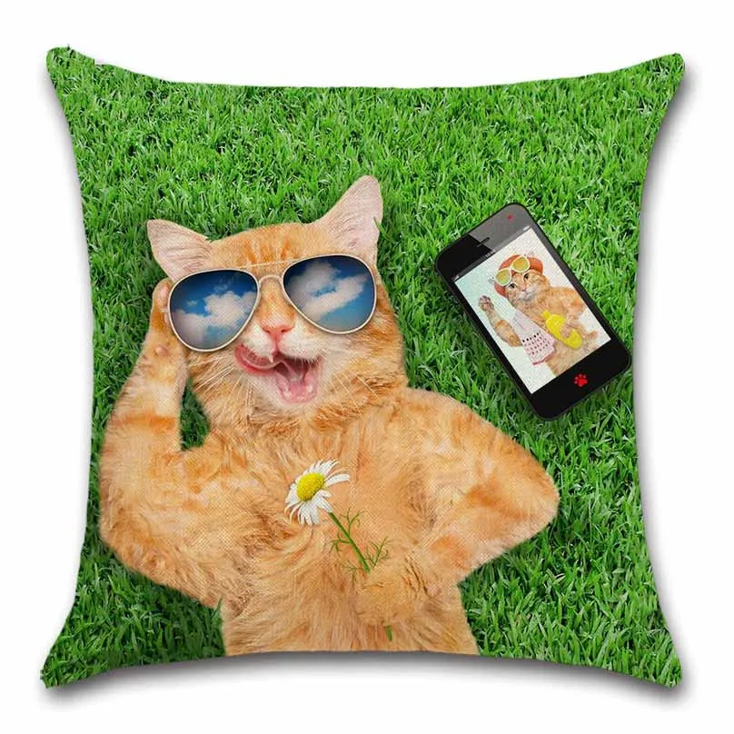 Забавная подушка для селфи с музыкой Boss Cat наволочки украшения дома дивана кресла