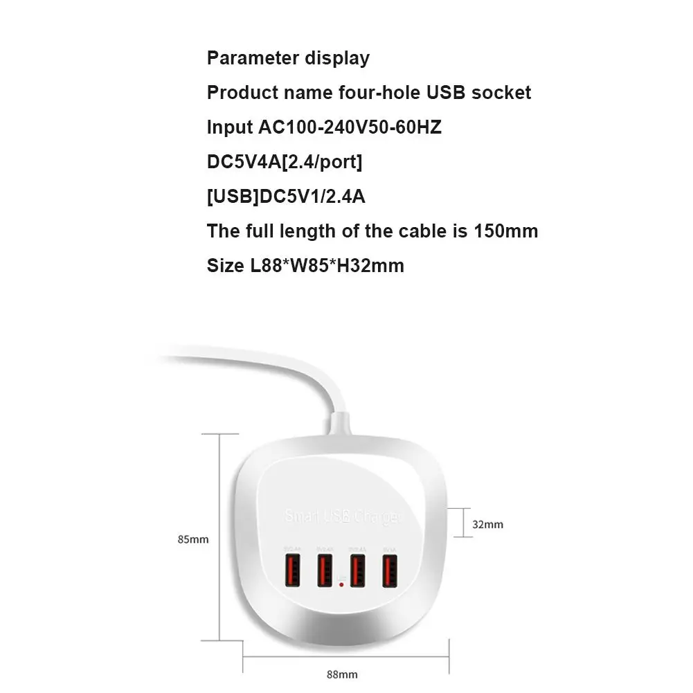 4 порта USB настенное зарядное устройство несколько USB путешествия портативный адаптер DC5V 4A 2.4A все в одном телефоне Быстрая Зарядка с usb-разъемом