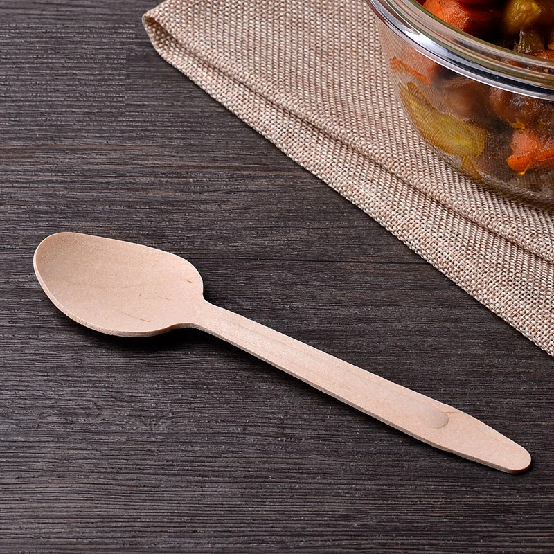 Eco Friendly Wood Spoon for Dessert Cake Party Supplies Throwaway Soup