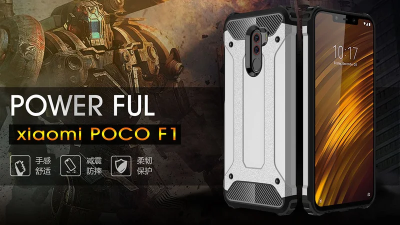 For Xiaomi POCOPHONE F1 Hybrid Shockproof Back Case Xaomi Xiomi POCO F1 Bumper Cover Hard PC and TPU Dual Protector Cases Funda xiaomi leather case design