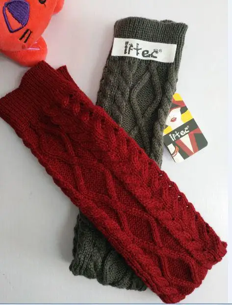 Зимние длинные теплые гетры; Вязаные гольфы; женские высокие носки; обтягивающие чулки для девочек; Polainas - Цвет: red